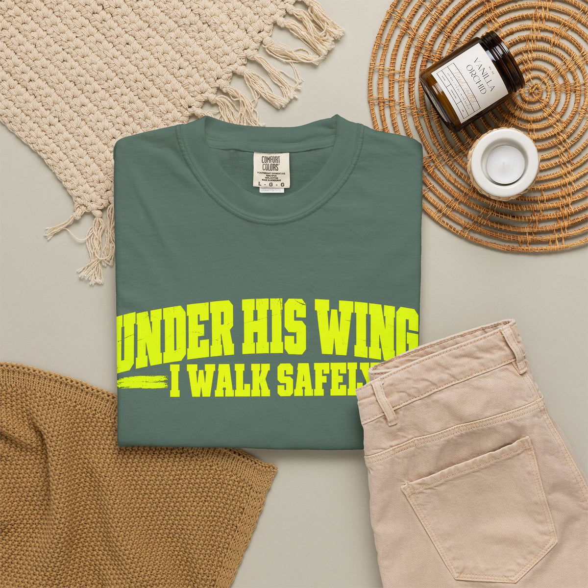 Psalm 91 'Under His Wings I Walk Safely' T-Shirt — Faith-Based Christian Tee