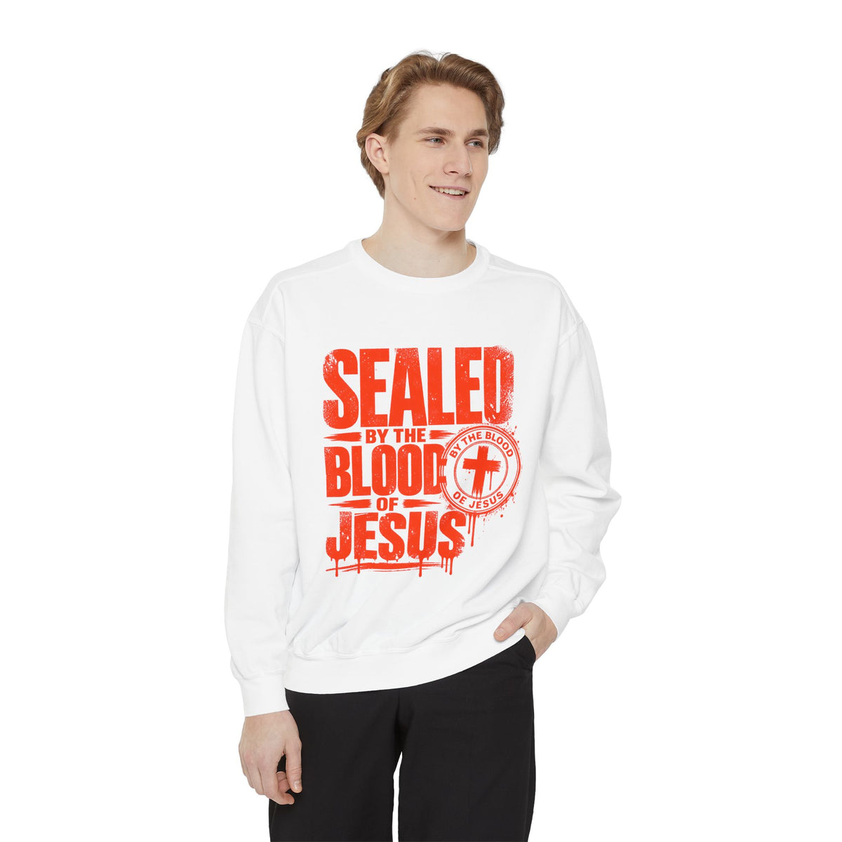 Christian Sweatshirt - "Sealed by the Blood of Jesus" Crewneck